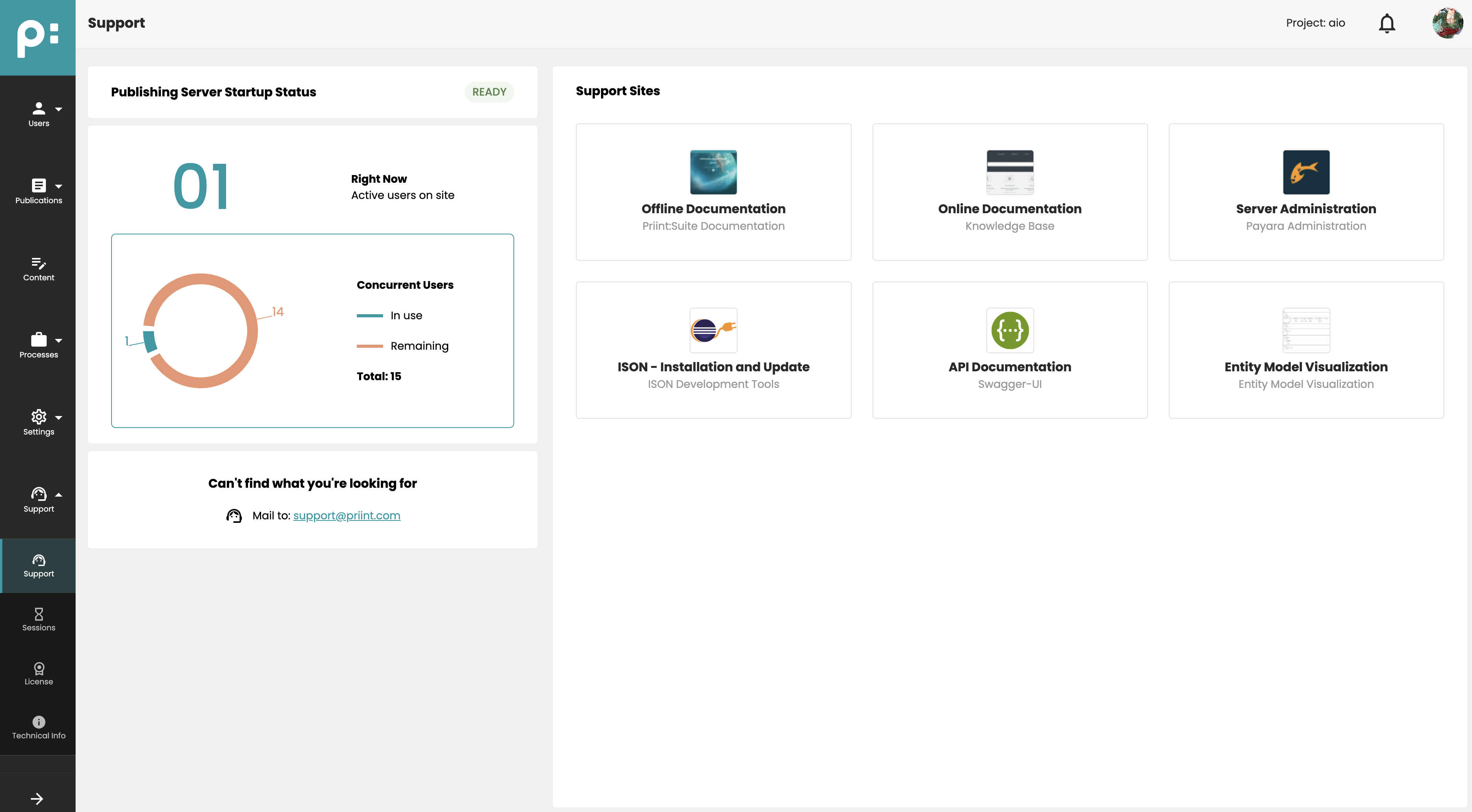Project screen